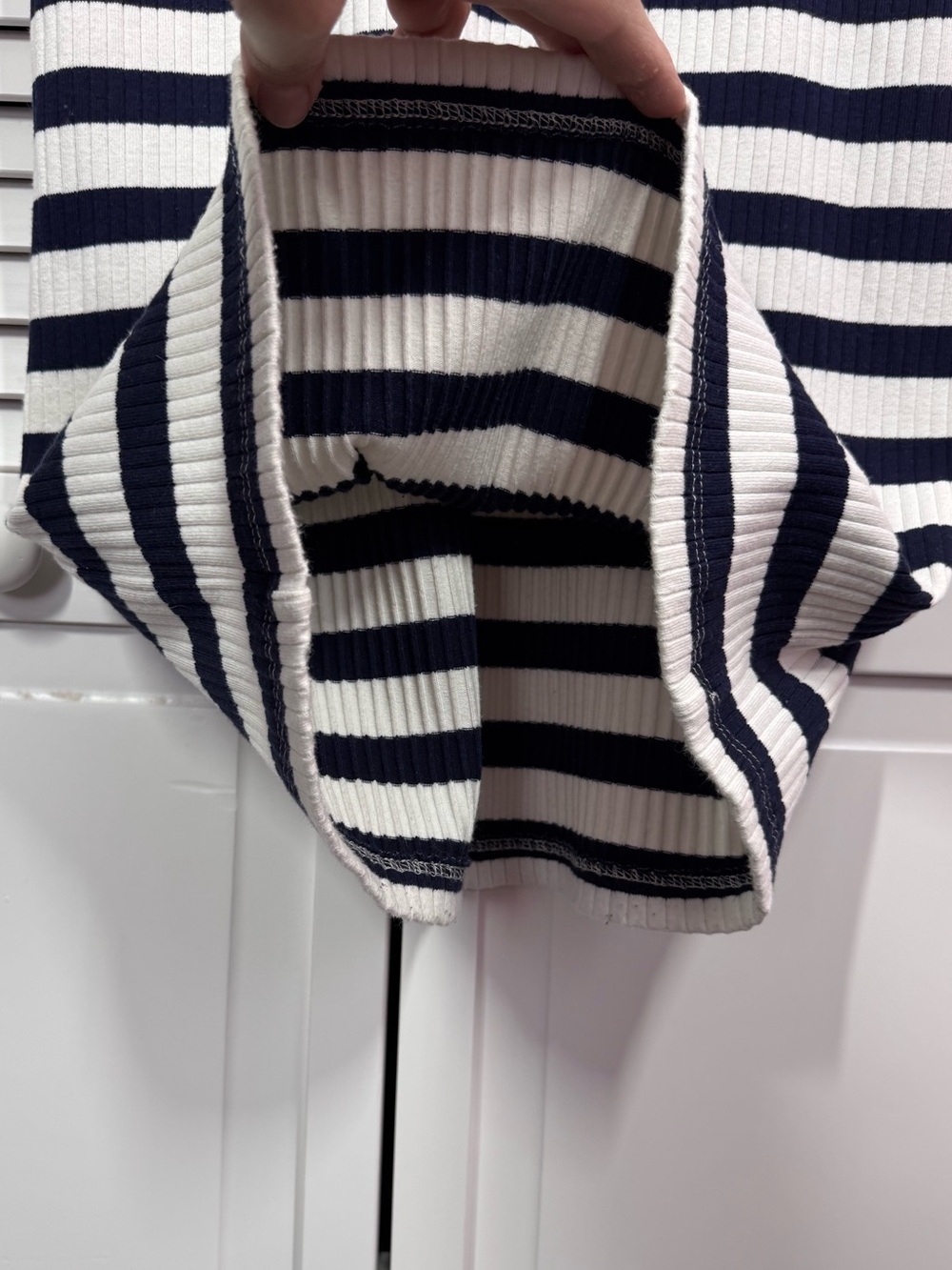 MOTHER The Chin Ups Midi Ribbed Tank Dress Stripes White Navy Bodycon Small - Picture 5 of 14
